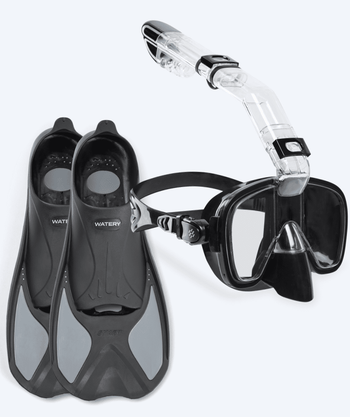 Watery snorkelset voor kinderen - Pike/Pearl - Zwart
