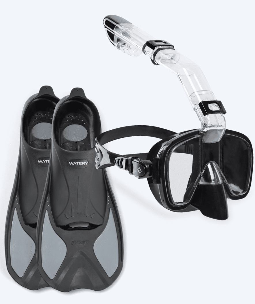 Watery snorkelset voor kinderen - Pike/Pearl - Zwart