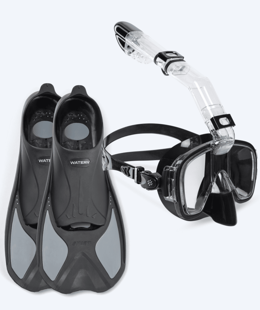 Watery snorkelset voor volwassenen - Pike/Pearl - Zwart