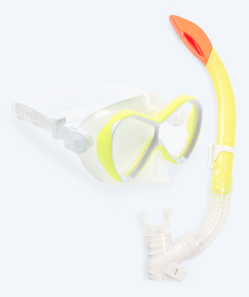 Watery kind Combo snorkelset - Triton Semi-Dry - Geel