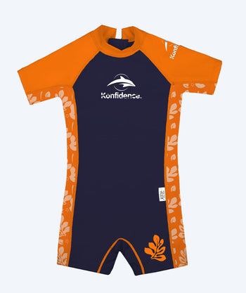 Konfidence wetsuit voor kinderen - Warma - Oranje/donkerblauw