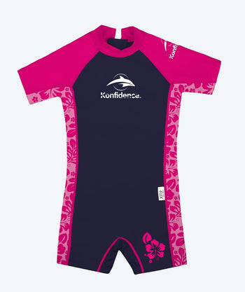 Konfidence wetsuit voor kinderen - Warma - Roze/donkerblauw