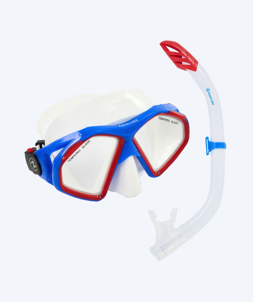 Aqualung Combo snorkelset voor volwassenen - Combo Hawkeye - Blauw/rood