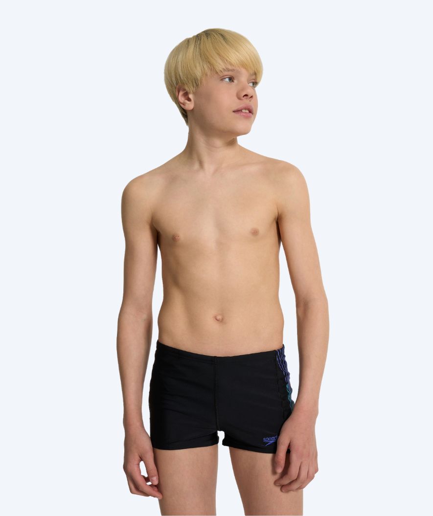 Speedo jongens zwemboxers - Plastisol Placement - Zwart/Blauw
