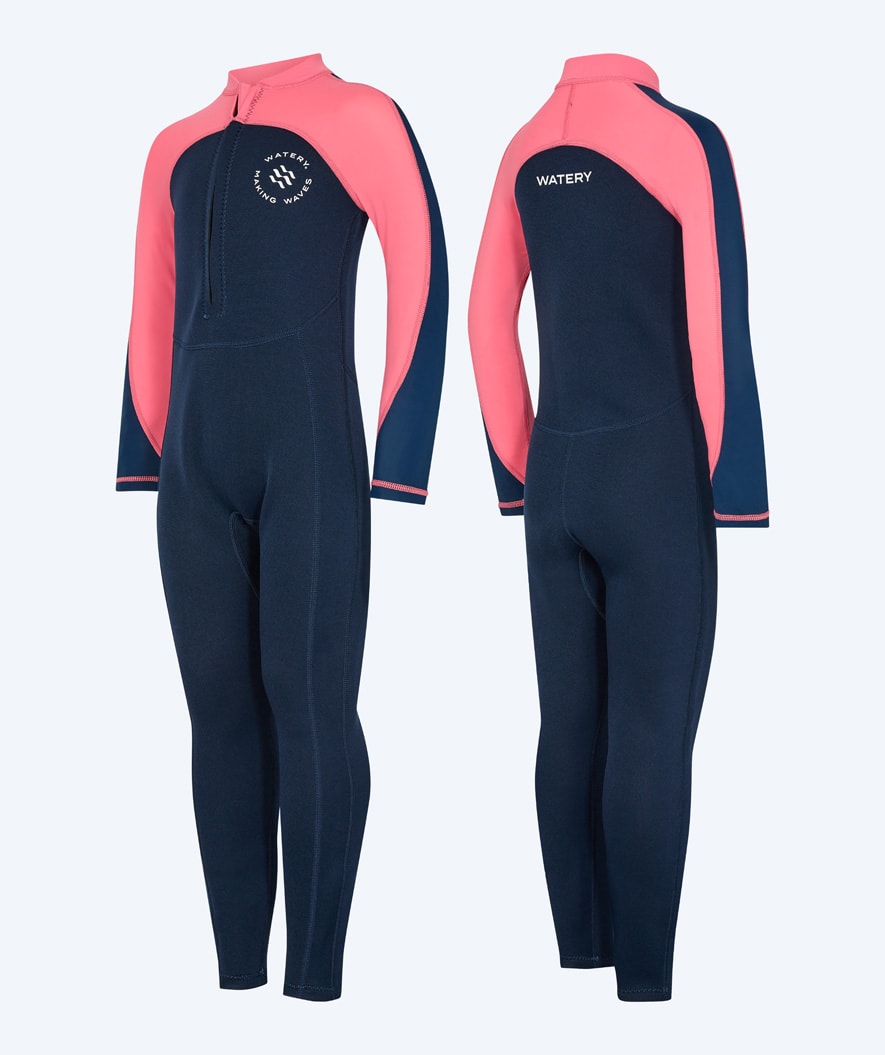 Watery UV-wetsuit voor kinderen - Calypso Full-Body - Koraal/donkerblauw
