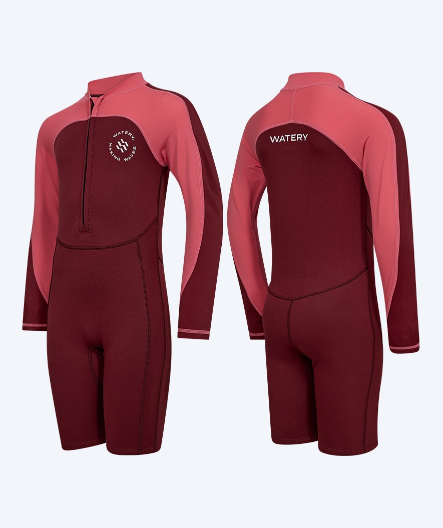 Watery kind UV wetsuit - Calypso Lange Mouw - Rood/roze