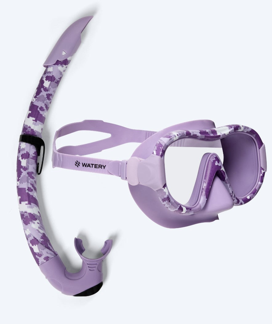 Watery volwassenen Combo snorkelset - Rudder Camo - Paars