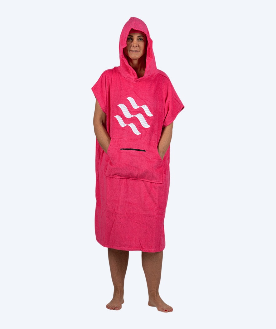 Watery badponcho voor volwassenen - Katoen - Roze
