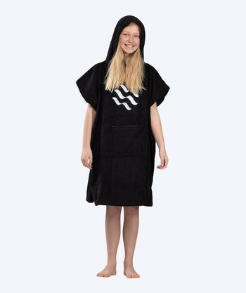 Watery junior badponcho (6-15) - Katoen - Zwart