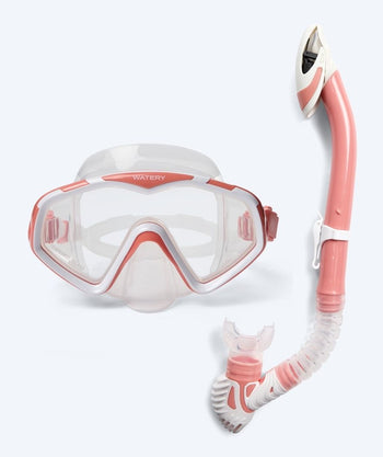 Watery Combo snorkelset voor volwassenen (vanaf 15 jaar) - Leach Pro - Wit/lichtroze