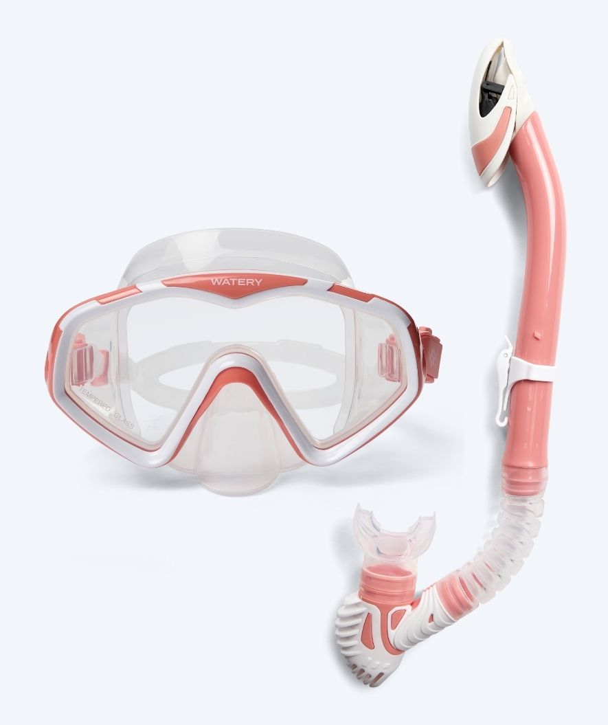 Watery Combo snorkelset voor volwassenen (vanaf 15 jaar) - Leach Pro - Wit/lichtroze