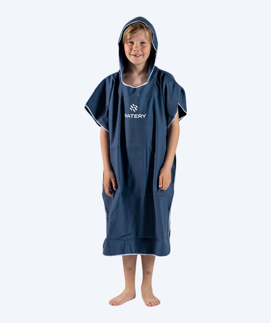 Watery junior badponcho (6-15) - Microvezel - Donkerblauw