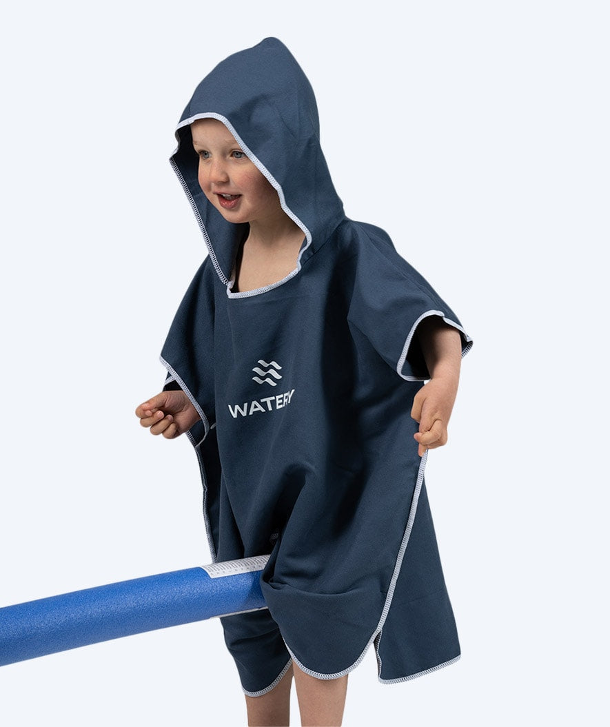 Watery kind badponcho (1-6) - Microvezel - Donkerblauw