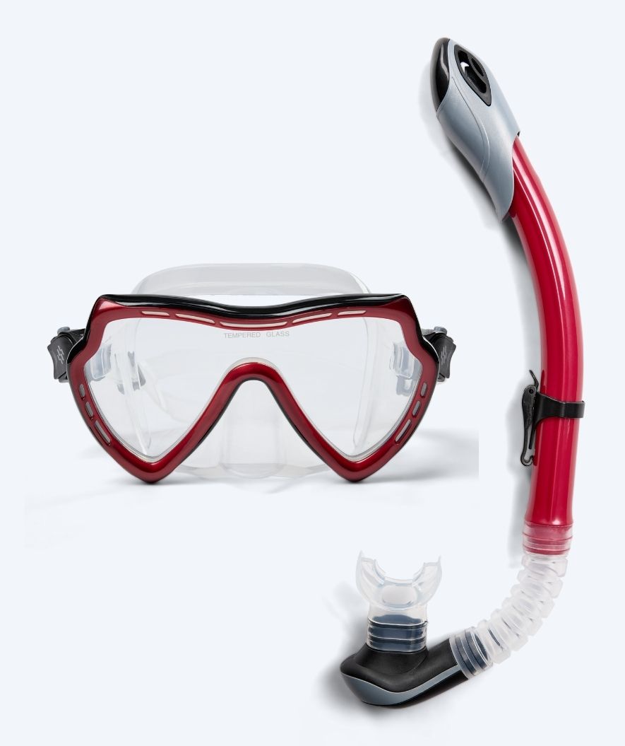 Watery Combo snorkelset voor volwassenen (vanaf 15 jaar) - Nebula - Zwart/rood