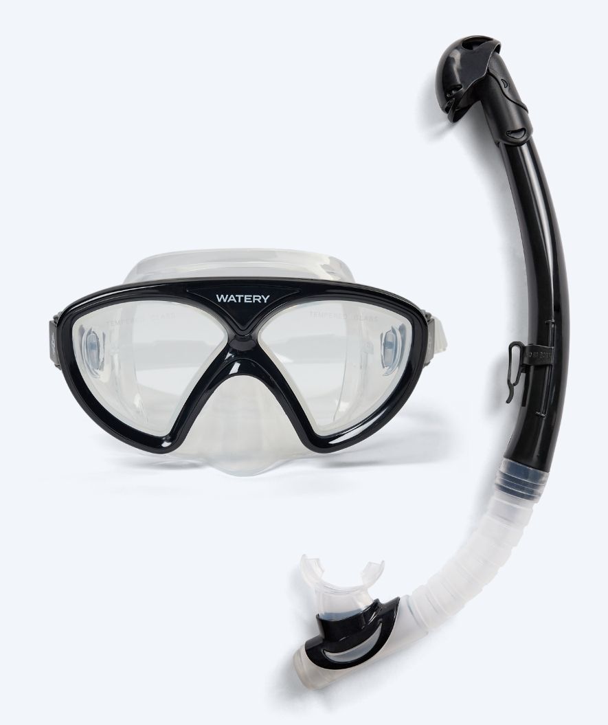 Watery Combo snorkelset junior (8-15) - Ohio - Zwart