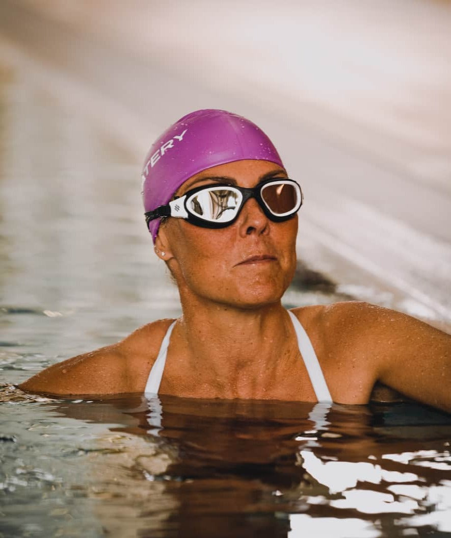 Watery training zwembril - Raven Mirror - Zwart/wit