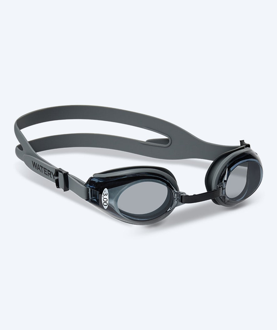 Watery bijziende zwembril op sterkte voor volwassenen - (-2.0) – (-7.0) - Ridley - Zwart (Smoke lens)