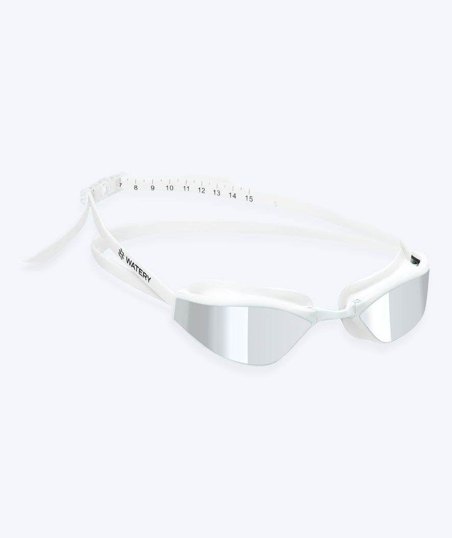Watery Elite zwembril - Storm Racer Mirror - Wit/zilver