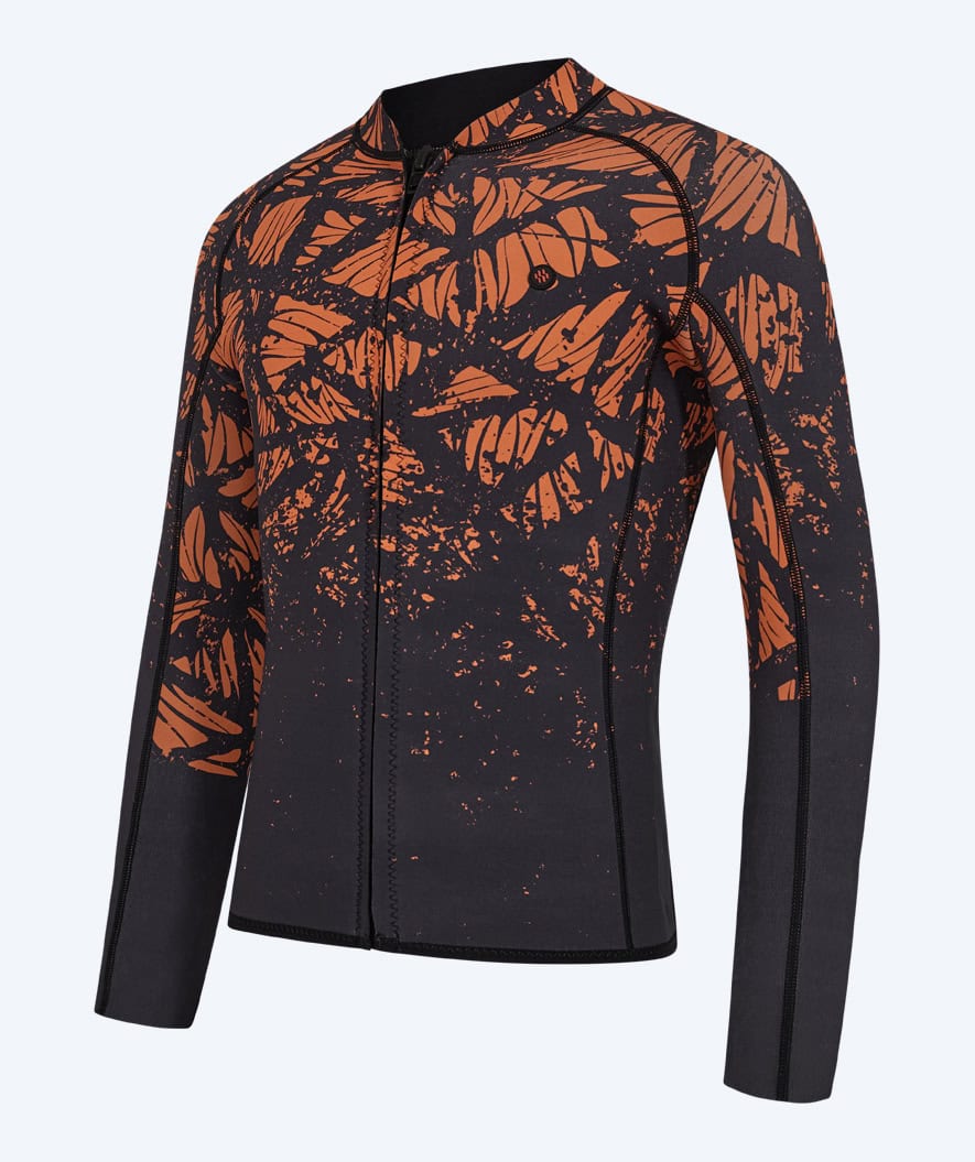 Watery neopreen shirt met rits voor mannen - Lodge - Zwart/Oranje