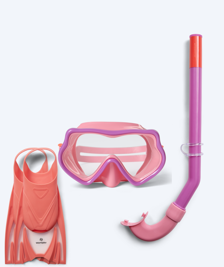 Watery snorkelset voor kinderen (4-10) - Pulina/Bimasha - Lichtroze/lichtroze