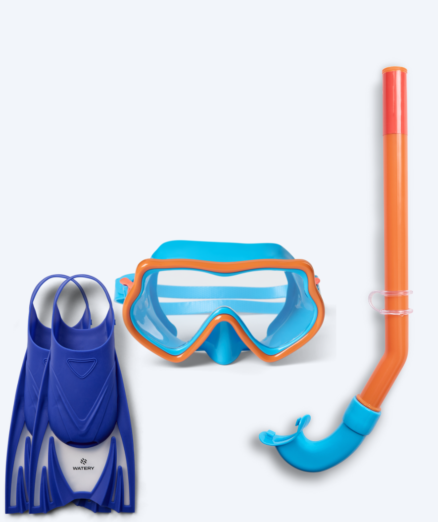 Watery snorkelset voor kinderen (4-10) - Pulina/Bimasha - Oranje/donkerblauw