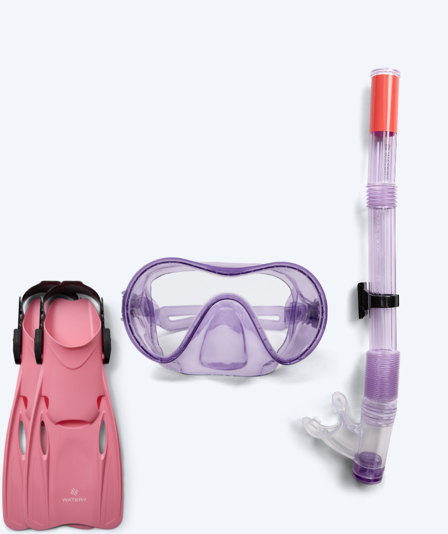 Watery snorkelset voor junior (8-15) - Jubal/Fleetwood - Paars/lichtroze