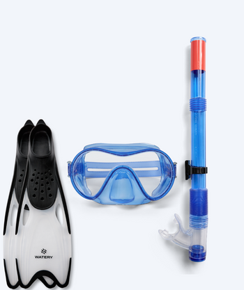 Watery snorkelset voor junior (8-15) - Jubal/Rilian - Blauw/zwart