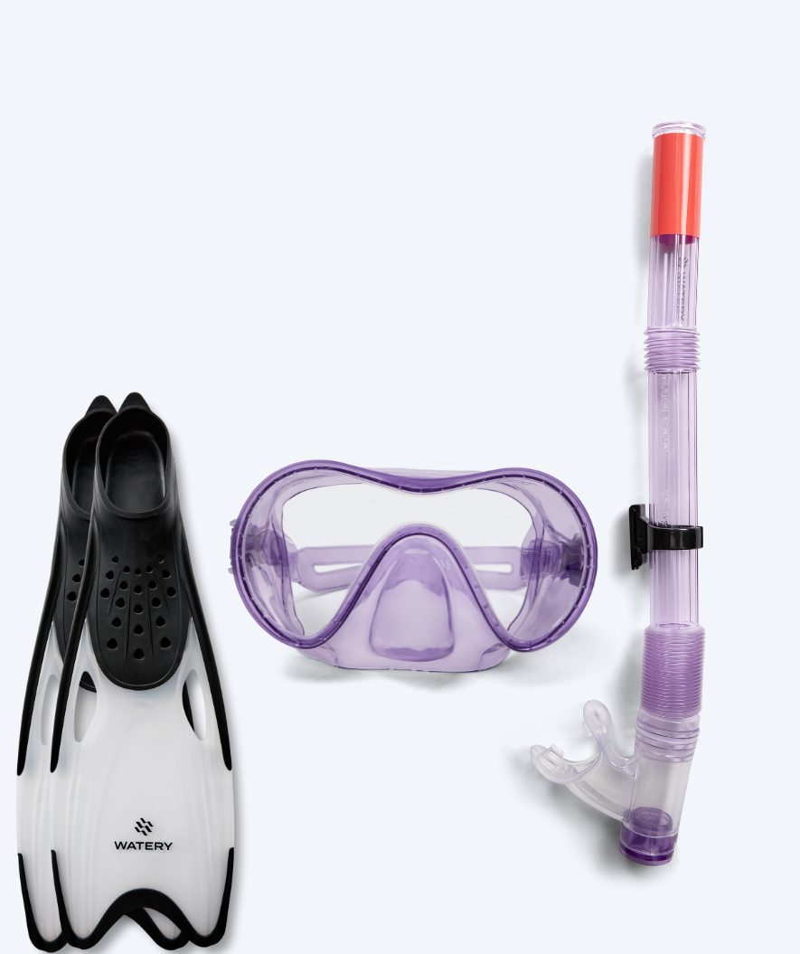 Watery snorkelset voor junior (8-15) - Jubal/Rilian - Paars/zwart