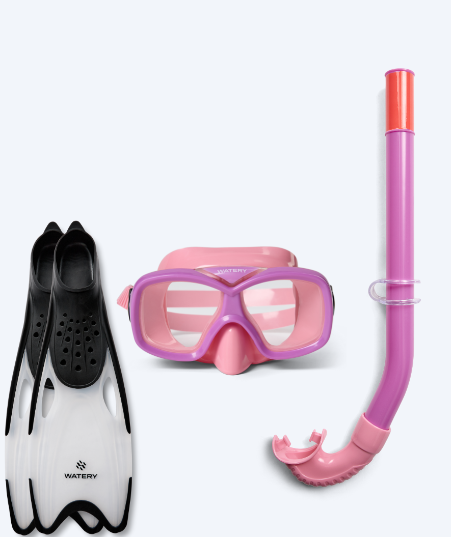 Watery snorkelset voor junior (8-15) - Misu/Rilian - Lichtroze/zwart