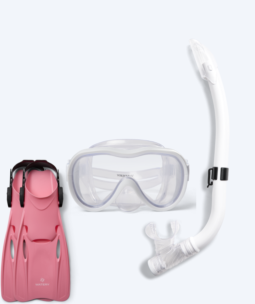 Watery snorkelset voor junior (8-15) - Odine/Fleetwood - Wit/lichtroze