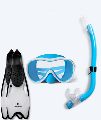 Watery snorkelset voor junior (8-15) - Odine/Rilian - Blauw/zwart