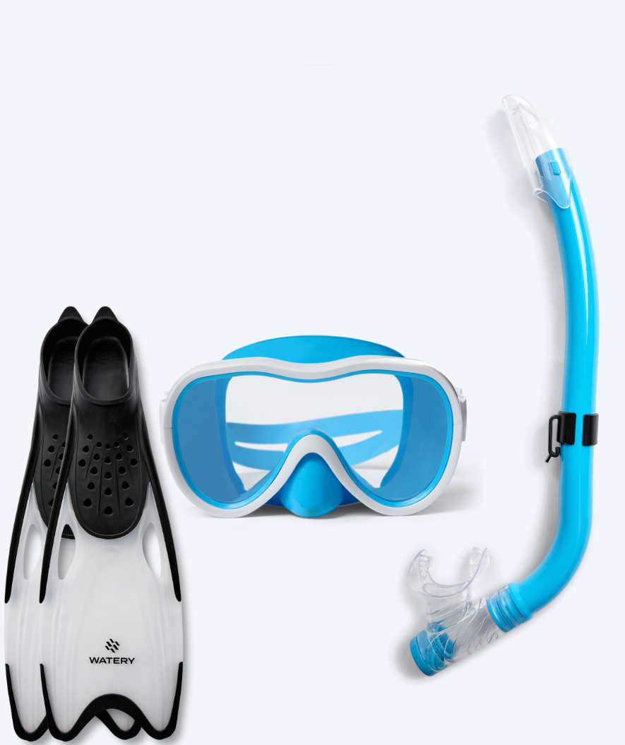 Watery snorkelset voor junior (8-15) - Odine/Rilian - Blauw/zwart