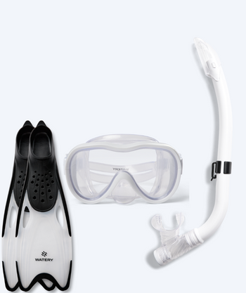 Watery snorkelset voor junior (8-15) - Odine/Rilian - Wit/zwart