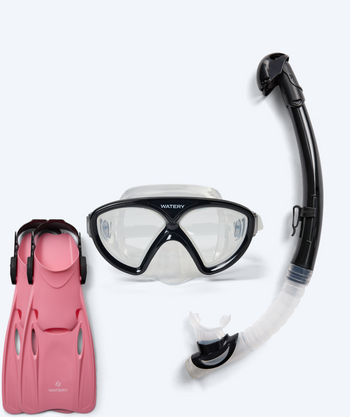 Watery snorkelset voor junior (8-15) - Ohio/Fleetwood - Zwart/lichtroze