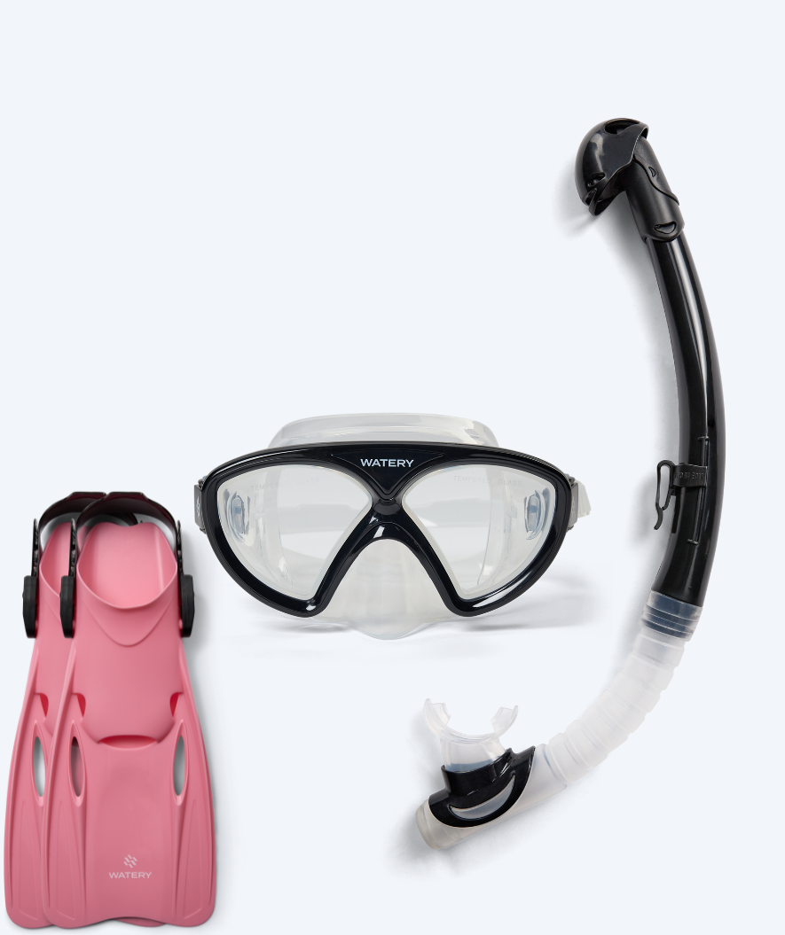 Watery snorkelset voor junior (8-15) - Ohio/Fleetwood - Zwart/lichtroze