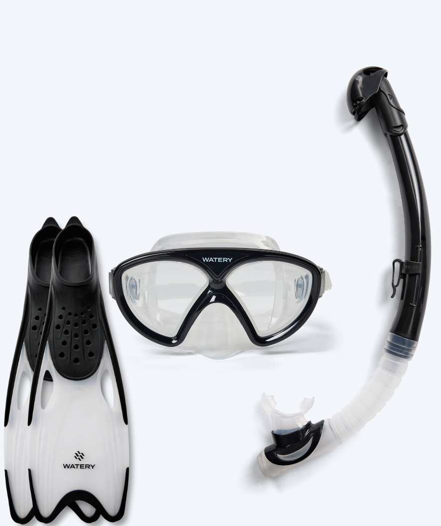 Watery snorkelset voor junior (8-15) - Ohio/Rilian - Zwart/zwart