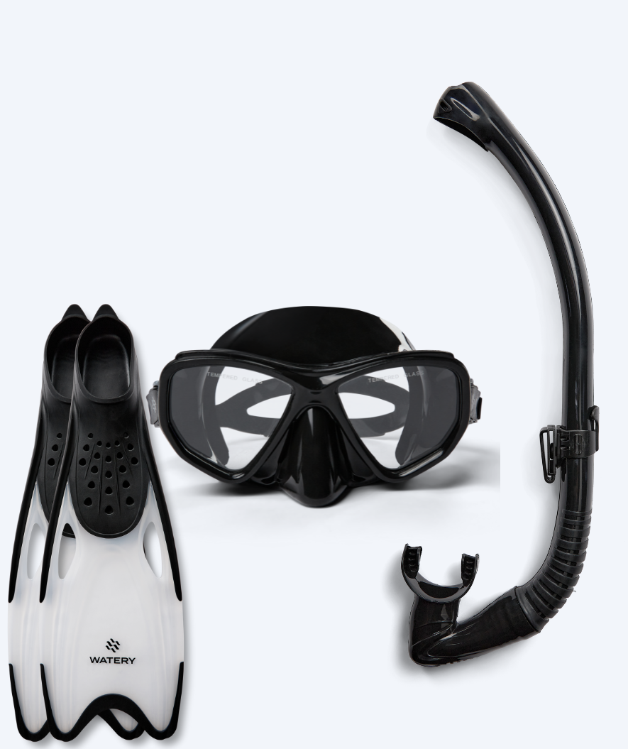 Watery snorkelset voor volwassenen (vanaf 15 jaar) - Fenton/Rilian - Zwart/zwart