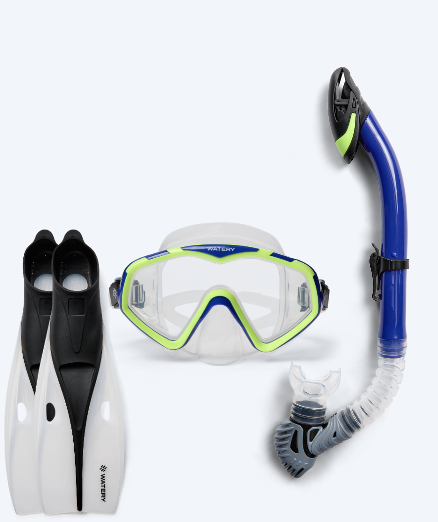Watery snorkelset voor volwassenen (vanaf 15 jaar) - Leach/Breeve - Blauw/geel
