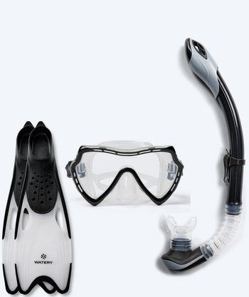 Watery snorkelset voor volwassenen (vanaf 15 jaar) - Nebula/Rilian - Zwart/zwart