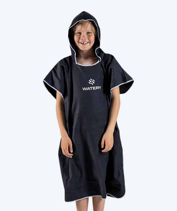 Watery junior badponcho (6-15) - Microvezel - Zwart